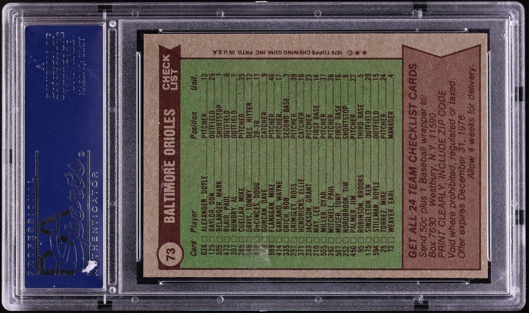 1976 Topps Orioles Team #73 PSA 10 GEM MINT