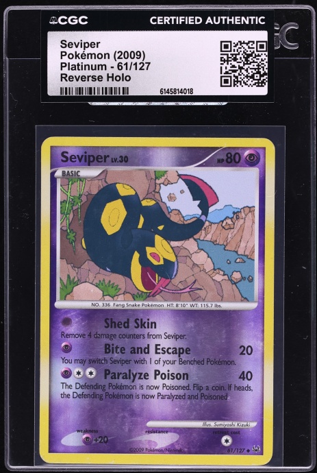 2009 Pokemon Platinum Reverse Holo Seviper #61 CGC AUTH