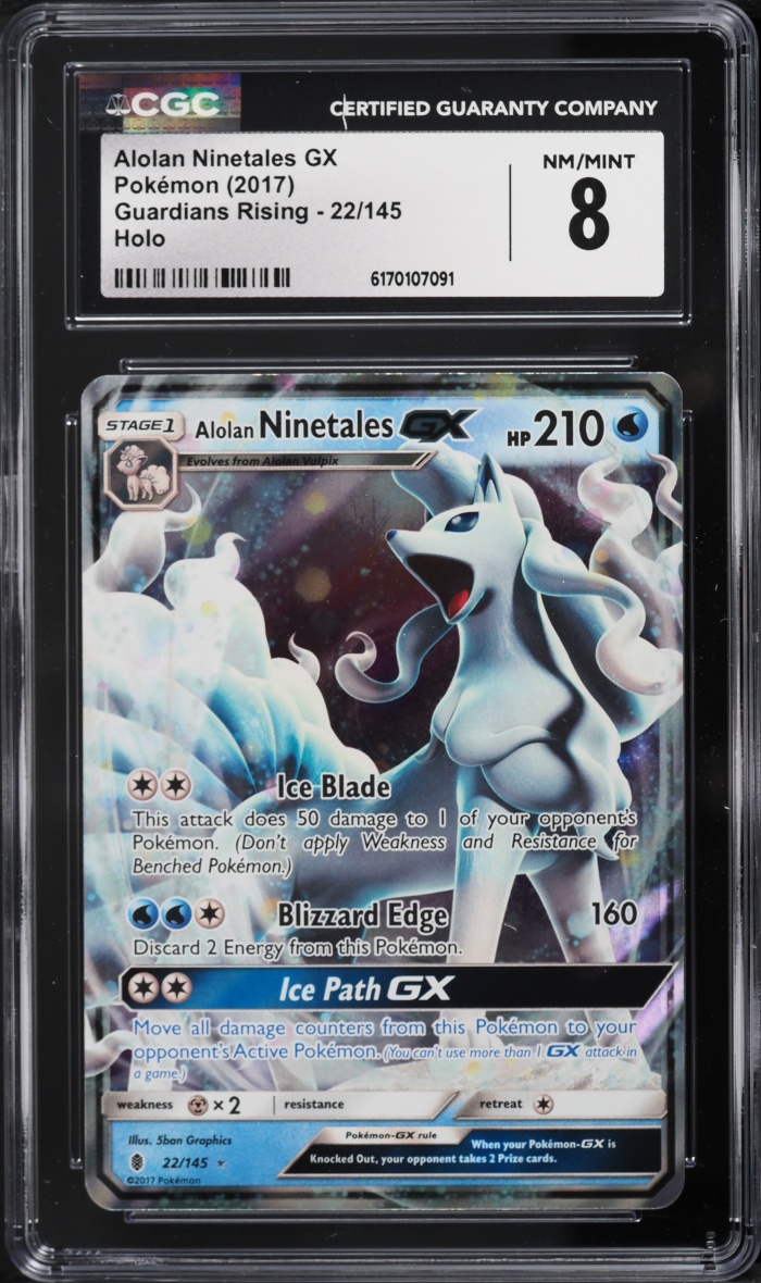 2017 Pokemon Sun & Moon Guardians Rising Holo Alolan Ninetales GX #22 CGC 8 NM-MT