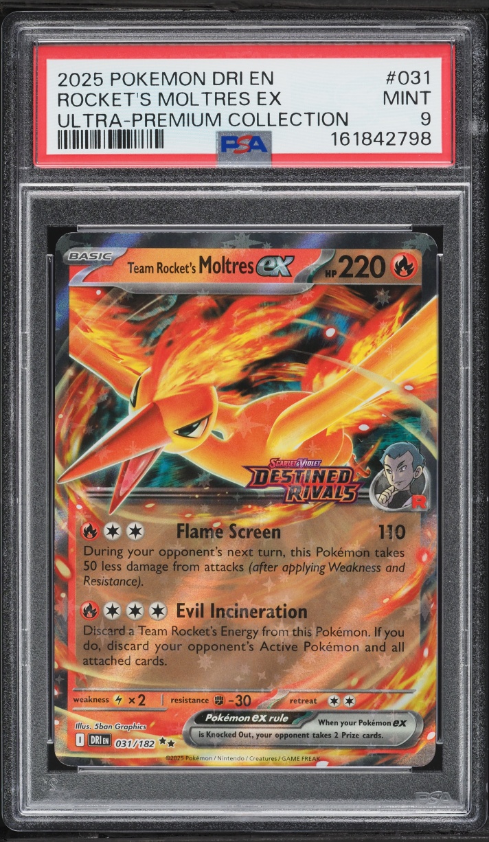 2025 Pokemon Destined Rivals Ultra Premium Collection Rocket's Moltres Ex #031 PSA 9 MINT