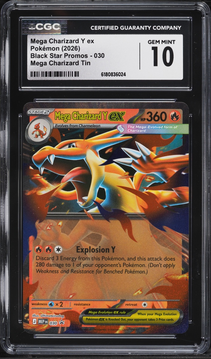 2026 Pokemon Mega Evolution Black Star Promo Tin Mega Charizard Y Ex #30 CGC 10 GEM MINT