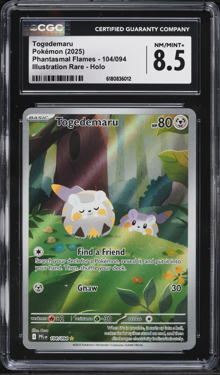 2025 Pokemon Mega Evolution Phantasmal Flames IR Togedemaru #104 CGC 8.5 NM-MT+