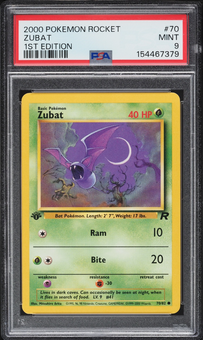 2000 Pokemon Team Rocket 1st Edition Zubat #70 PSA 9 MINT