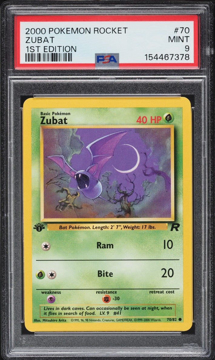 2000 Pokemon Team Rocket 1st Edition Zubat #70 PSA 9 MINT