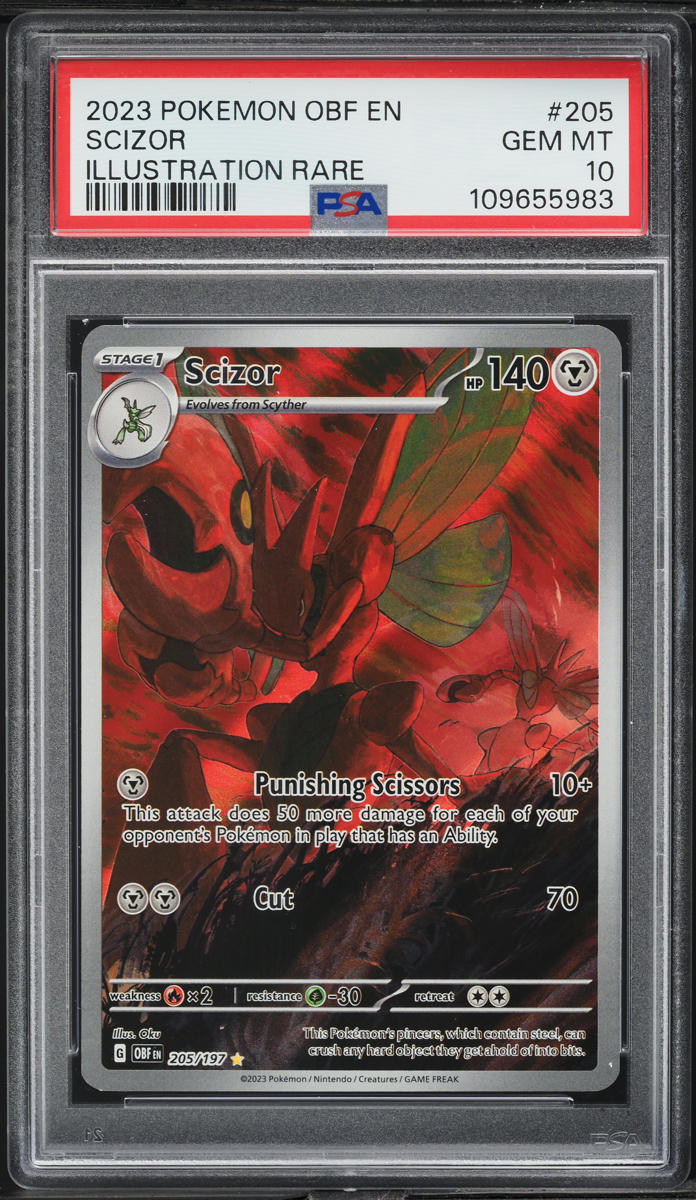 2023 Pokemon Scarlet & Violet Obsidian Flames IR Scizor #205 PSA 10 GEM MINT