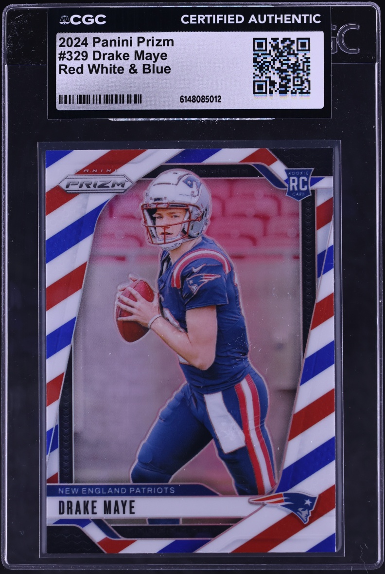 2024 Panini Prizm Red White & Blue Drake Maye ROOKIE #329 CGC AUTH