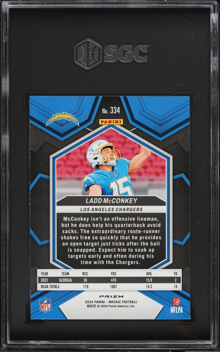 2024 Panini Mosaic Prizm Ladd McConkey ROOKIE #334 SGC 9 MINT