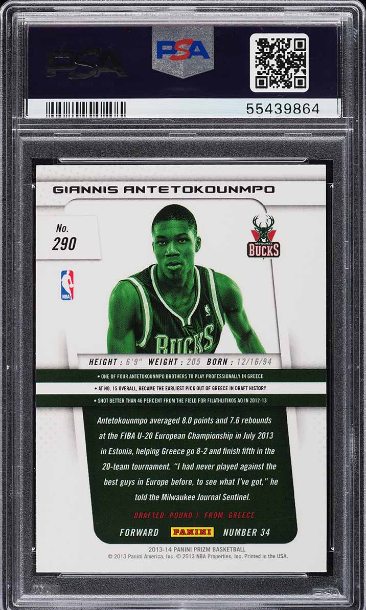 2013 Panini Prizm Giannis Antetokounmpo ROOKIE #290 PSA 10 GEM MINT