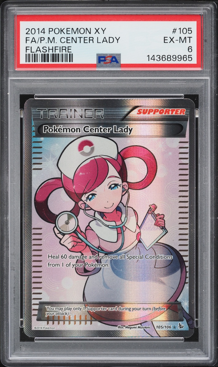 2014 Pokemon XY Flashfire Full Art Pokemon Center Lady #105 PSA 6 EXMT