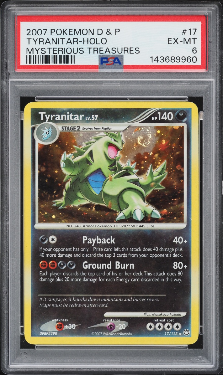 2007 Pokemon Diamond & Pearl Mysterious Treasures Holo Tyranitar #17 PSA 6 EXMT