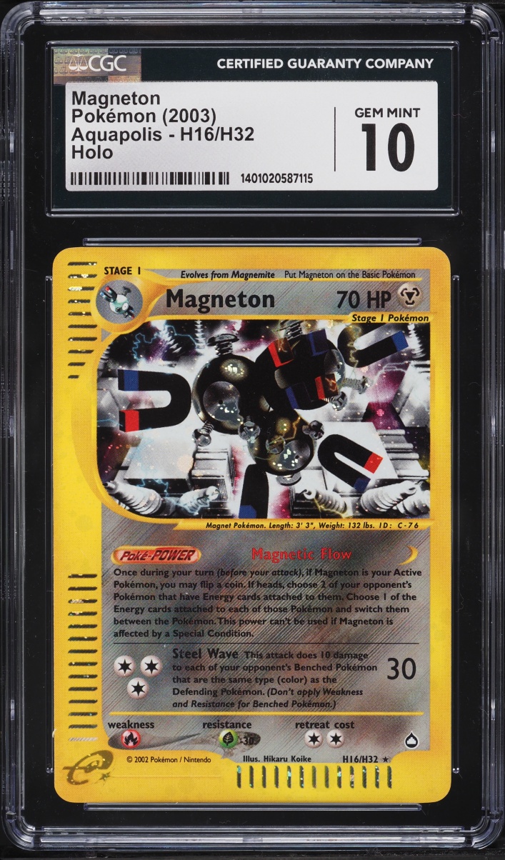 2003 Pokemon Aquapolis Holo Magneton #H16 CGC 10 GEM MINT