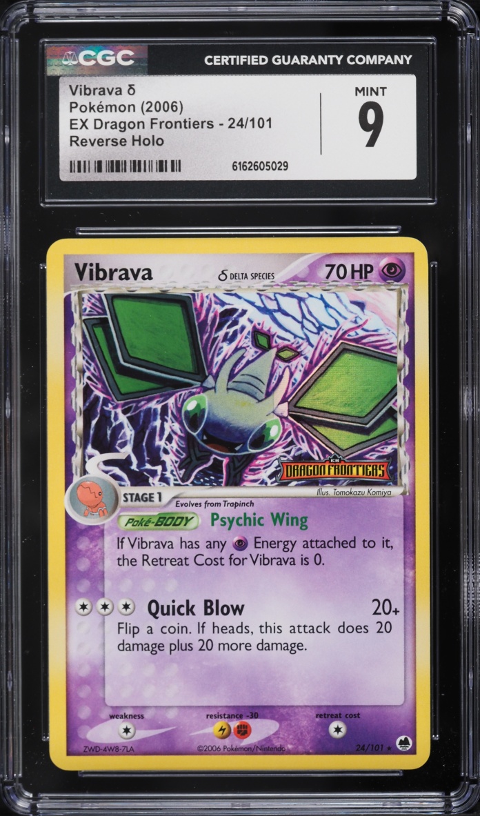 2006 Pokemon EX Dragon Frontiers Reverse Holo Vibrava #24 CGC 9 MINT