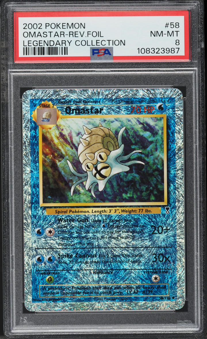 2002 Pokemon Legendary Collection Reverse Holo Omastar #58 PSA 8 NM-MT