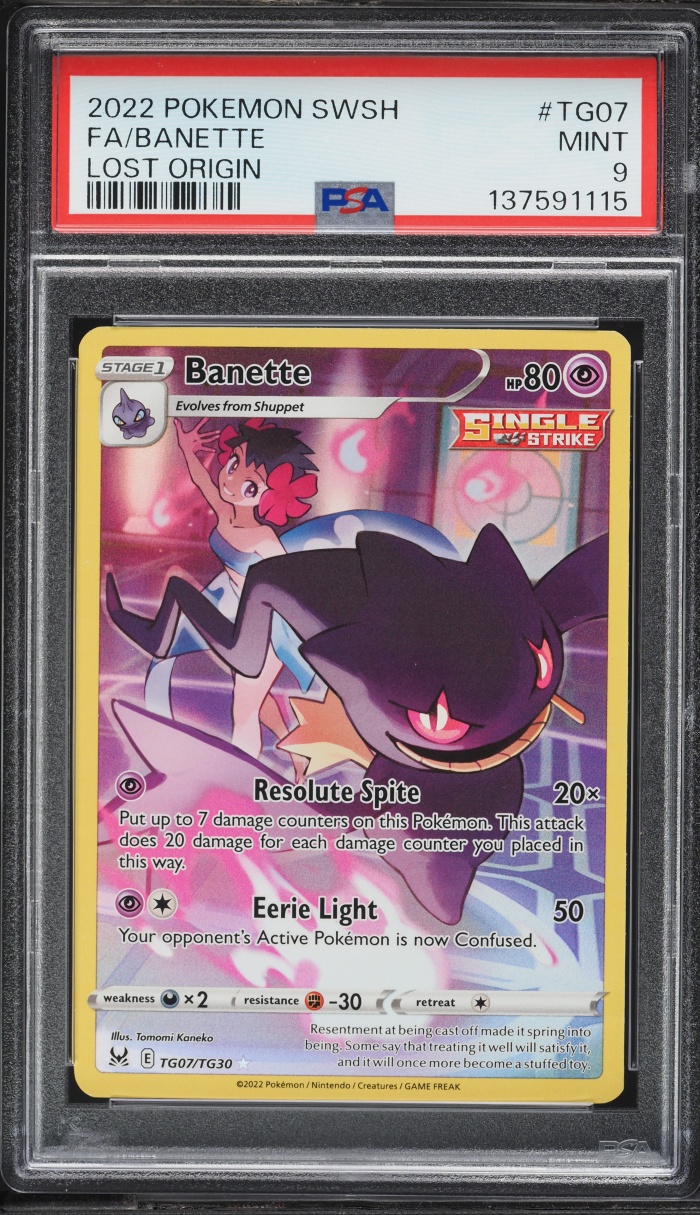 2022 Pokemon Sword & Shield Lost Origin CHR Banette #TG07 PSA 9 MINT