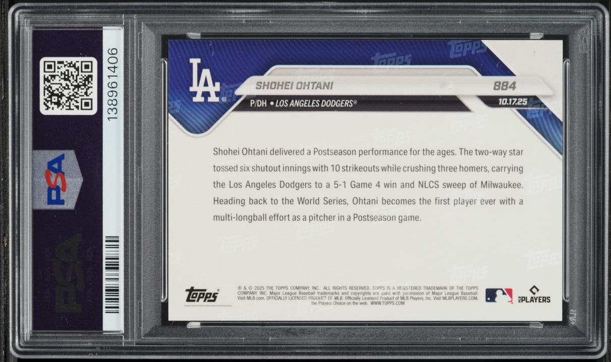 2025 Topps Now Shohei Ohtani #884 PSA 10 GEM MINT