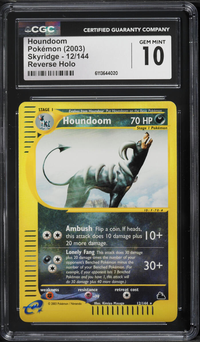 2003 Pokemon Skyridge Reverse Holo Houndoom #12 CGC 10 GEM MINT