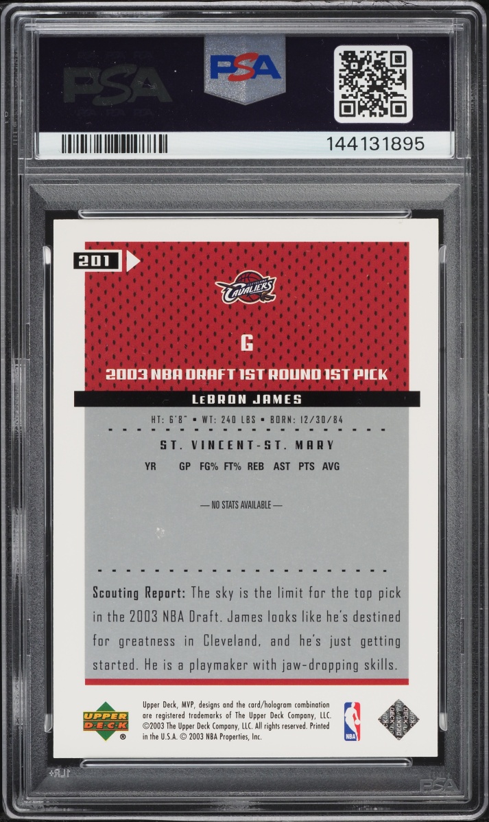 2003 Upper Deck MVP Silver LeBron James ROOKIE #201 PSA 9 MINT