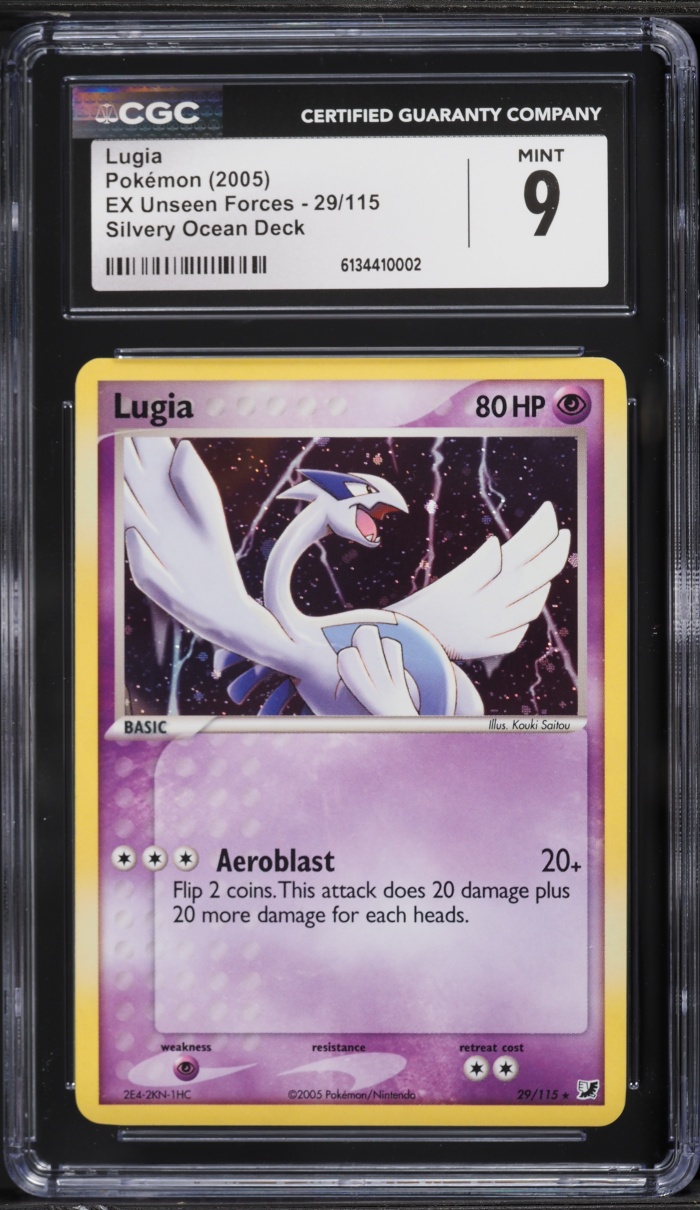 2005 Pokemon EX Unseen Forces Silvery Ocean Deck Holo Lugia #29 CGC 9 MINT