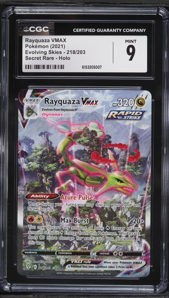 2021 Pokemon Sword & Shield Evolving Skies Alt Art Rayquaza VMAX #218 CGC 9 MINT