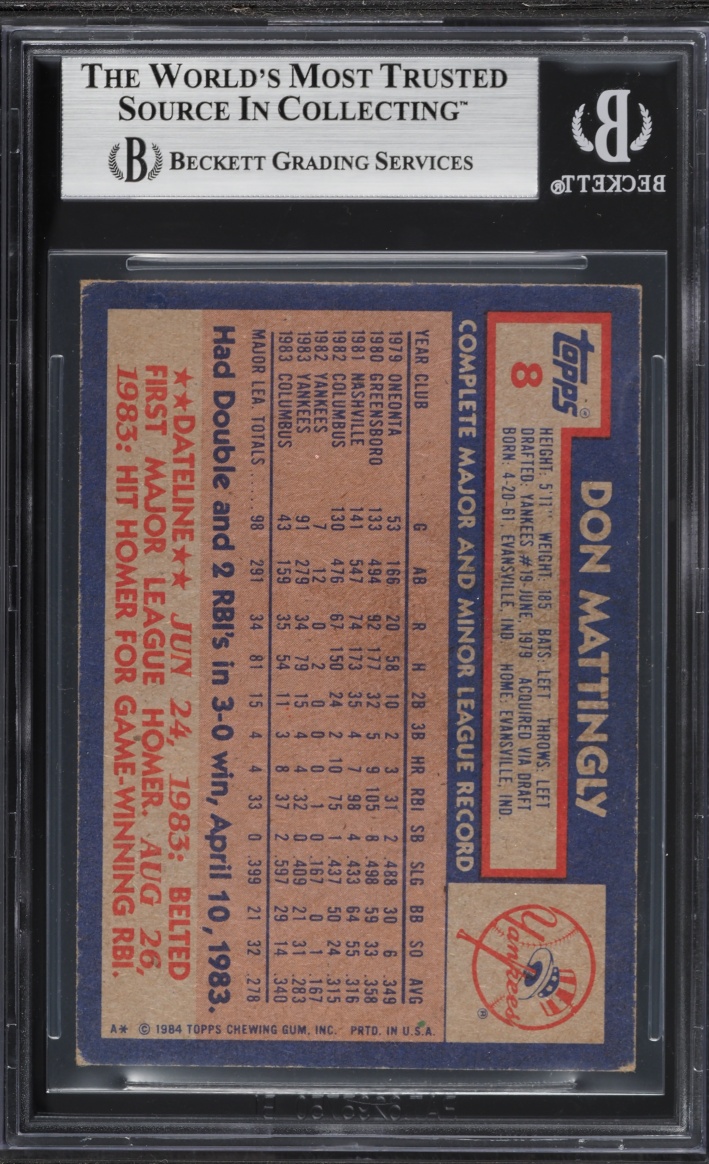 1984 Topps Don Mattingly ROOKIE #8 BGS 4.5 VGEX+