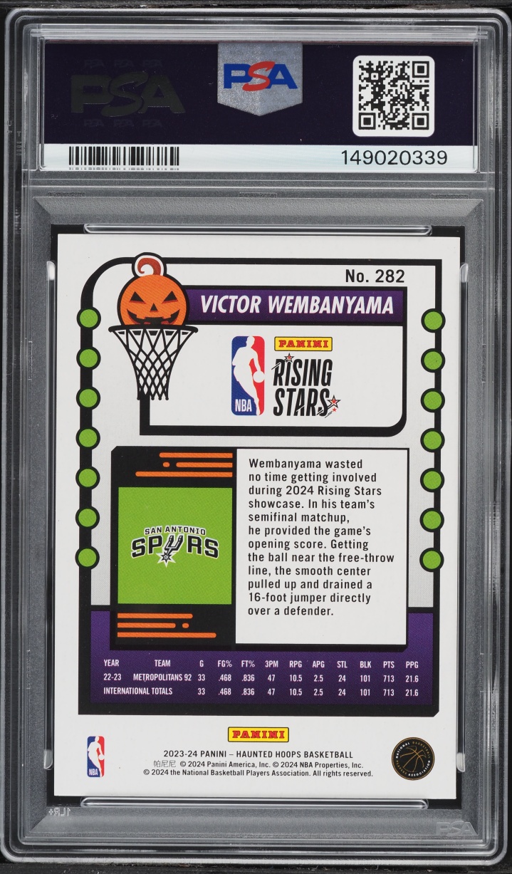 2023 Haunted Hoops Victor Wembanyama ROOKIE #282 PSA 9 MINT