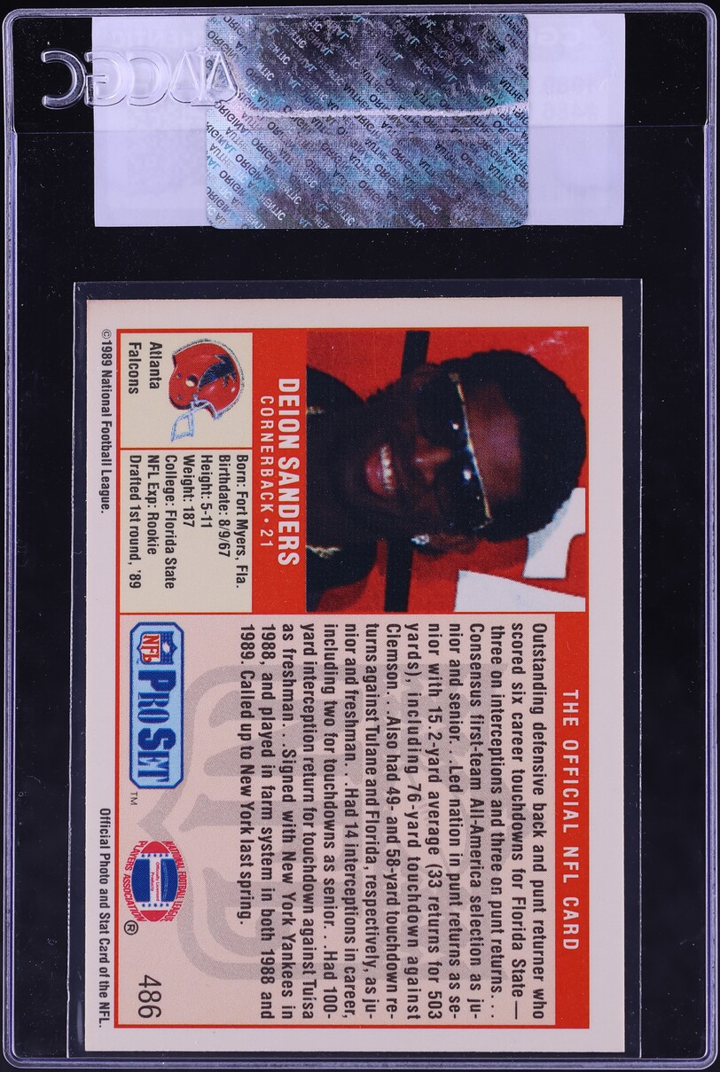 1989 Pro Set Football Deion Sanders ROOKIE #486 CGC AUTH