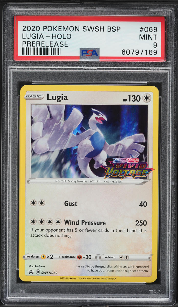 2020 Pokemon SWSH Promo Vivid Voltage Prerelease Holo Lugia #69 PSA 9 MINT