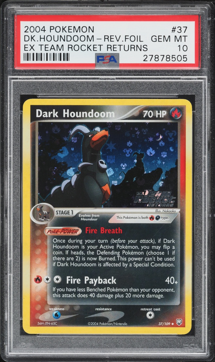 2004 Pokemon EX Team Rocket Returns Reverse Holo Dark Houndoom #37 PSA 10 GEM MINT