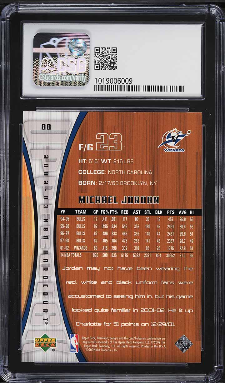 2002 Upper Deck Hardcourt Michael Jordan #88 CSG 8.5 NM-MT+
