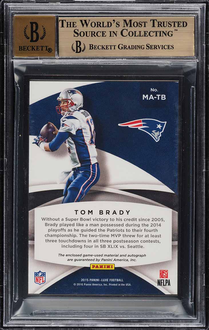 2015 Panini Luxe Black Tom Brady TAG PATCH AUTO 1/1 #MA-TB BGS 9.5 GEM MINT