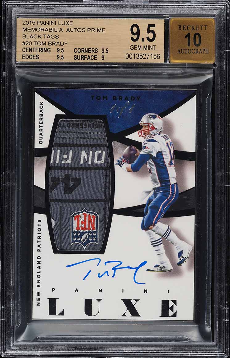 2015 Panini Luxe Black Tom Brady TAG PATCH AUTO 1/1 #MA-TB BGS 9.5 GEM MINT