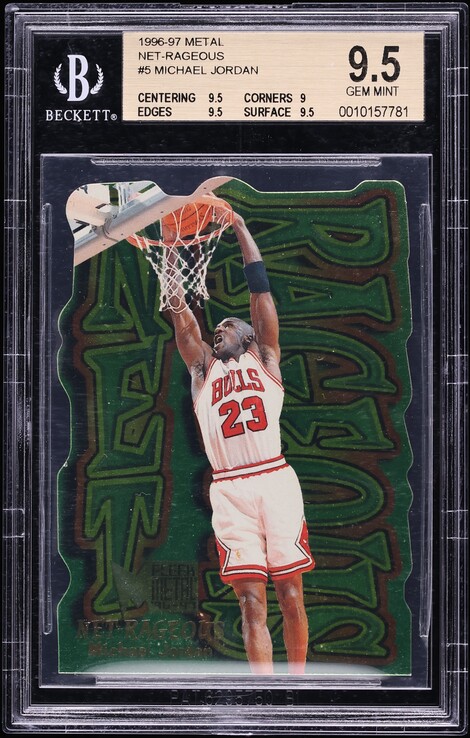 1996 Metal Net-Rageous Die-Cut Michael Jordan #5 BGS 9.5 GEM MINT