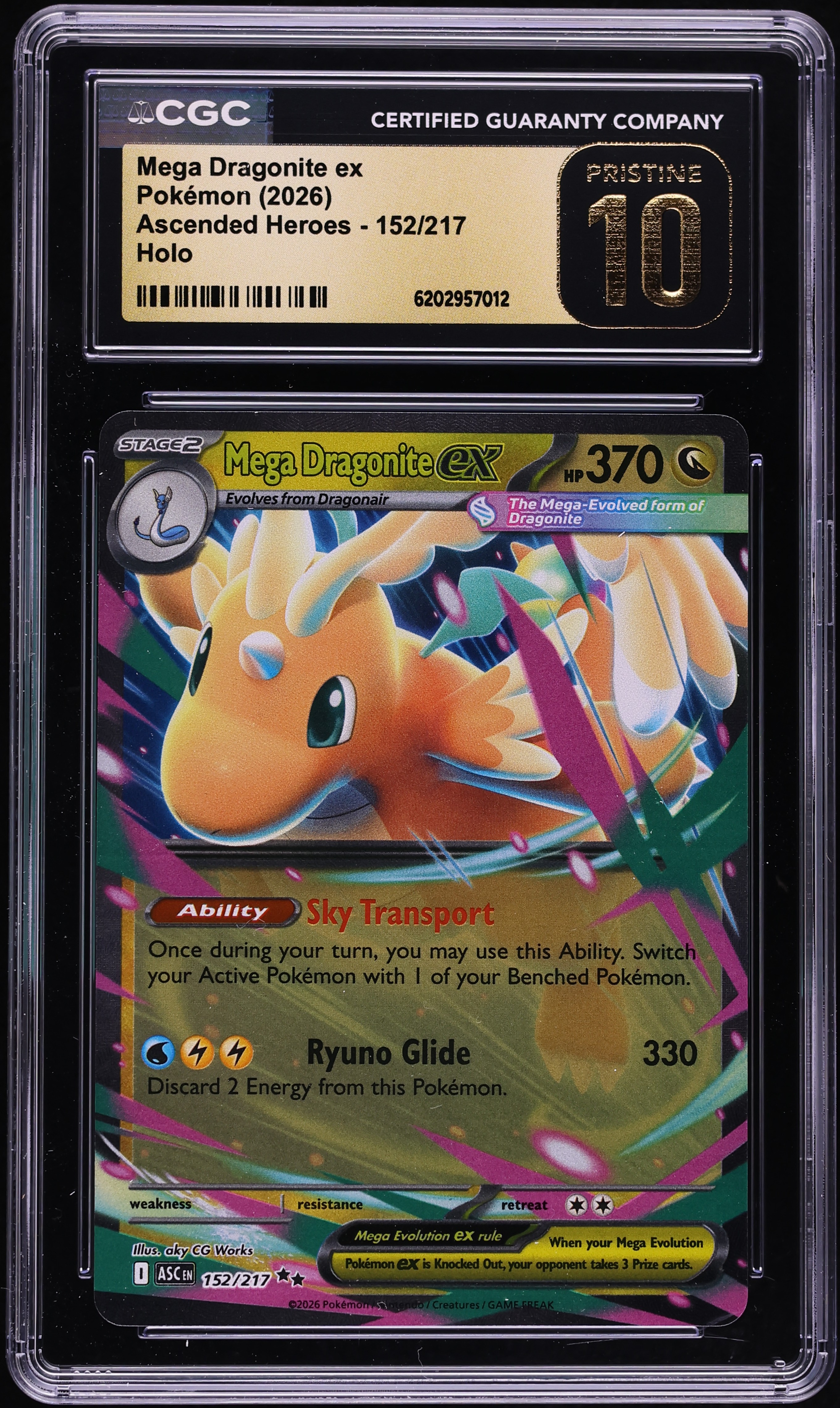 2026 Pokemon Mega Evolution Ascended Heroes Holo Mega Dragonite Ex #152 CGC 10 PRISTINE