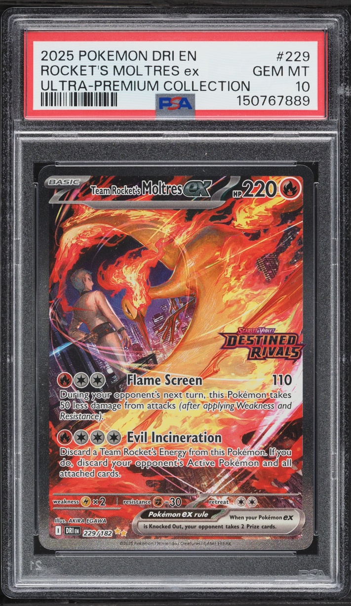 2025 Pokemon SV Destined Rivals Ultra Premium SIR Team Rocket's Moltres EX #229 PSA 10 GEM MINT