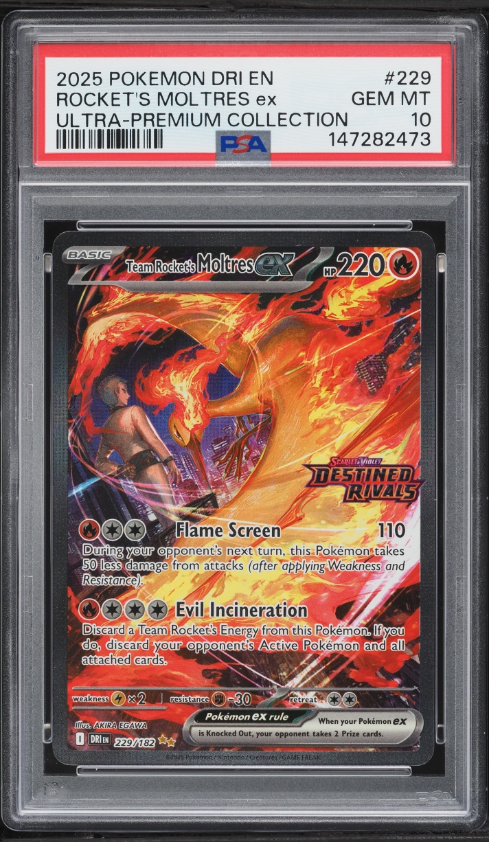 2025 Pokemon SV Destined Rivals Ultra Premium SIR Team Rocket's Moltres Ex #229 PSA 10 GEM MINT