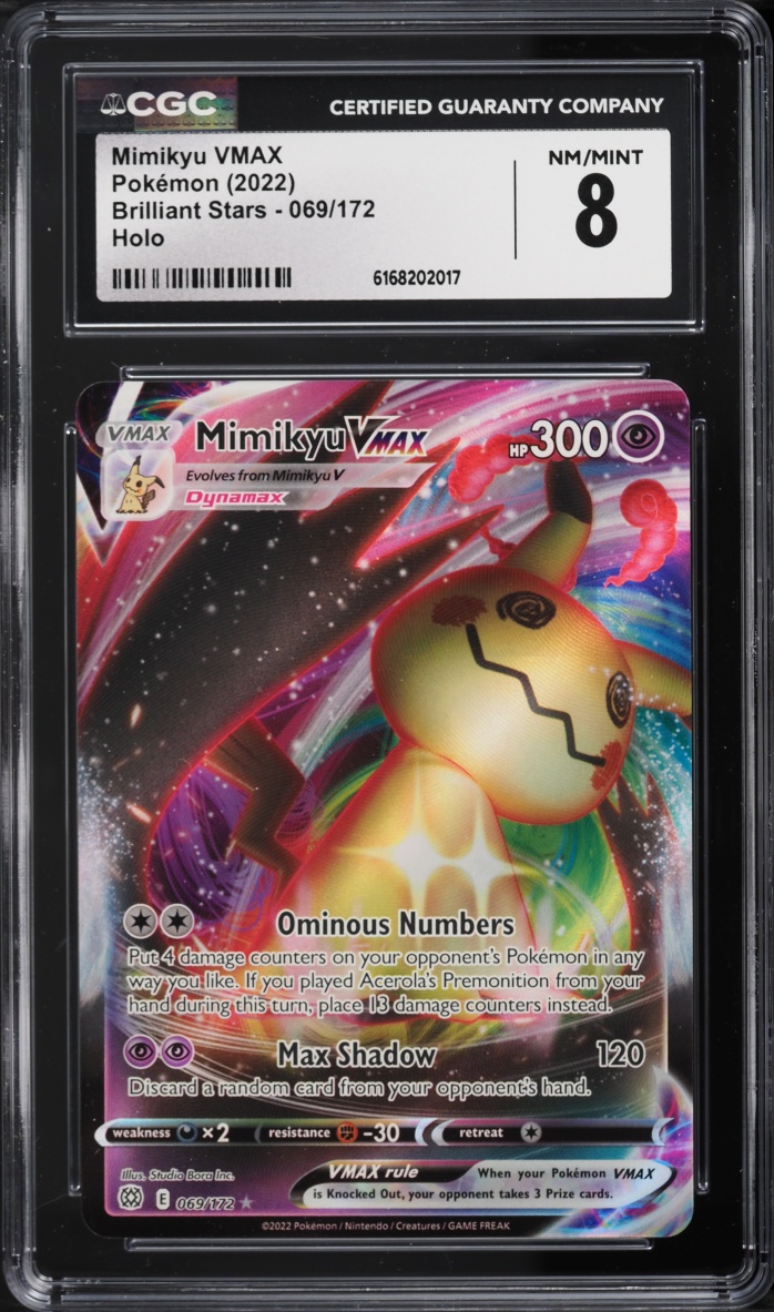 2022 Pokemon Sword & Shield Brilliant Stars Full Art Mimikyu VMAX #69 CGC 8 NM-MT