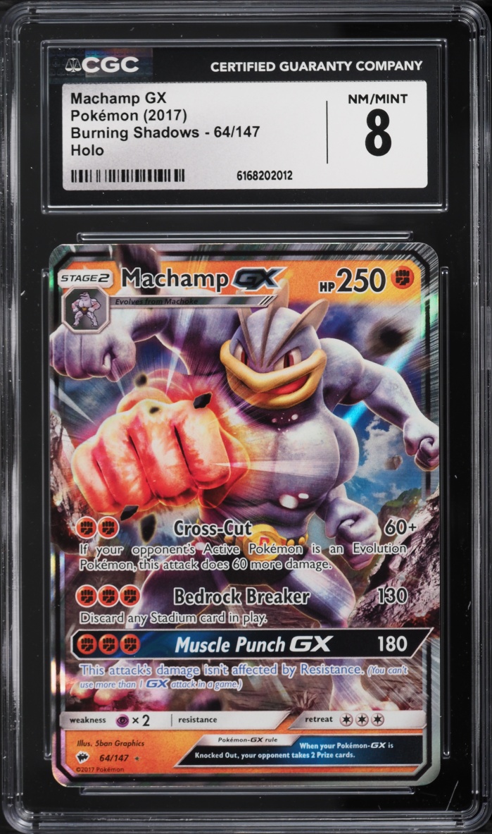 2017 Pokemon Sun & Moon Burning Shadows Alt Art Machamp GX #64 CGC 8 NM-MT