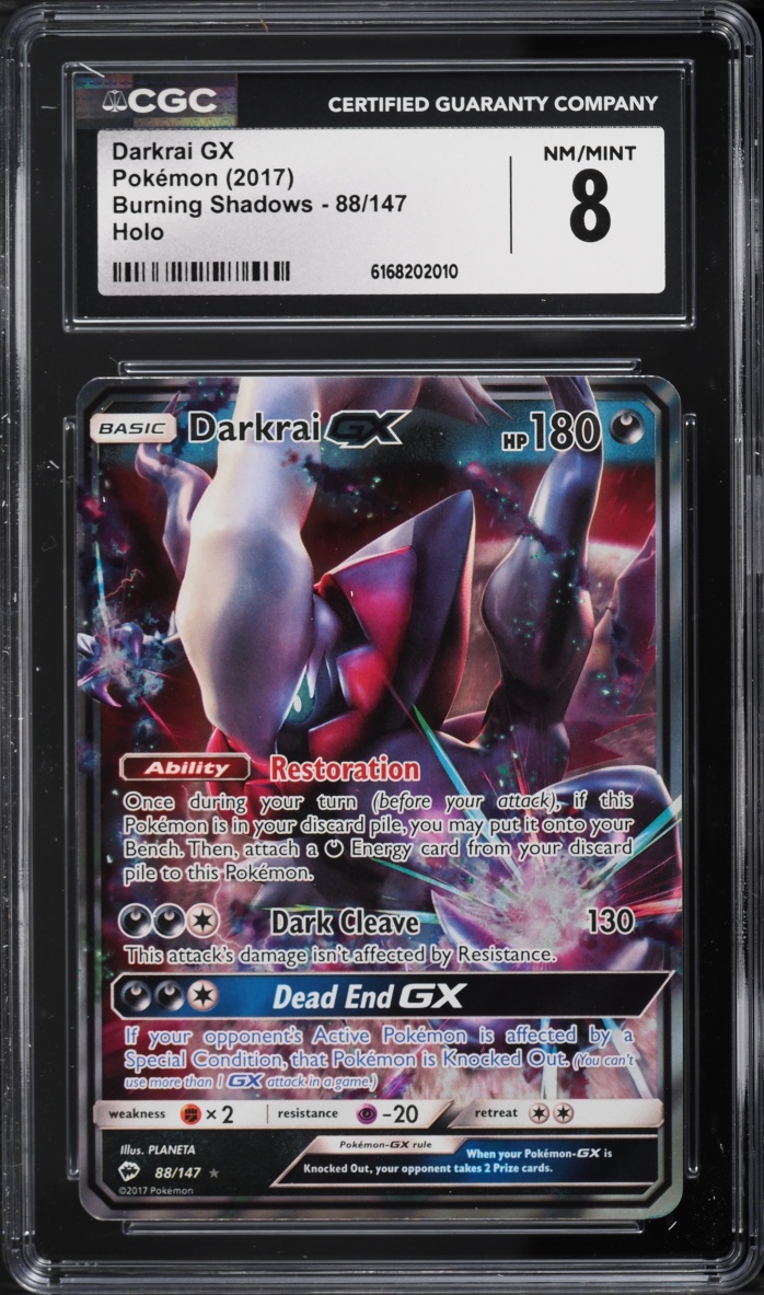 2017 Pokemon Sun & Moon Burning Shadows Alt Art Darkrai GX #88 CGC 8 NM-MT