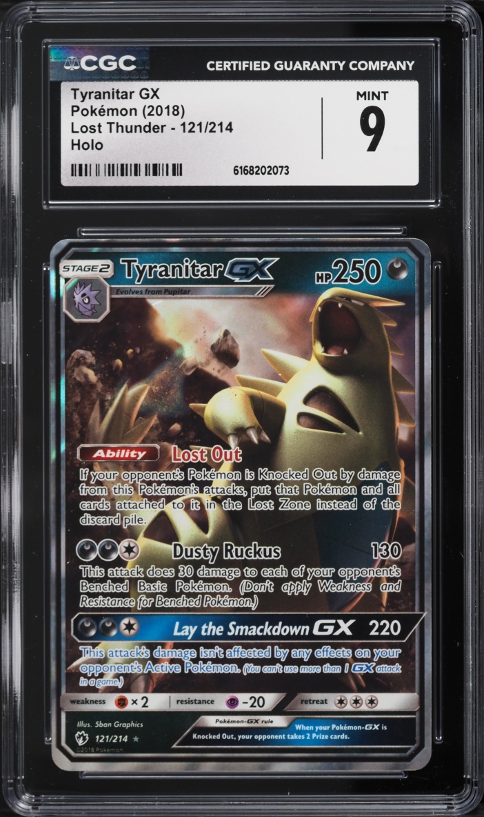 2018 Pokemon Sun & Moon Lost Thunder Alt Art Tyranitar GX #121 CGC 9 MINT