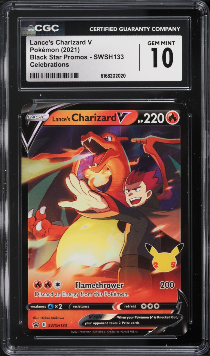 2021 Pokemon Sword & Shield Promo Celebrations Lance's Charizard V #SWSH133 CGC 10 GEM MINT