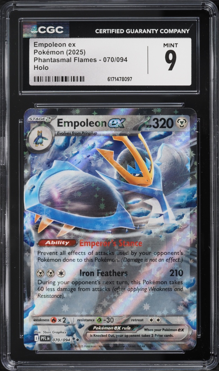 2025 Pokemon Mega Evolution Phantasmal Flames Holo Empoleon ex #70 CGC 9 MINT