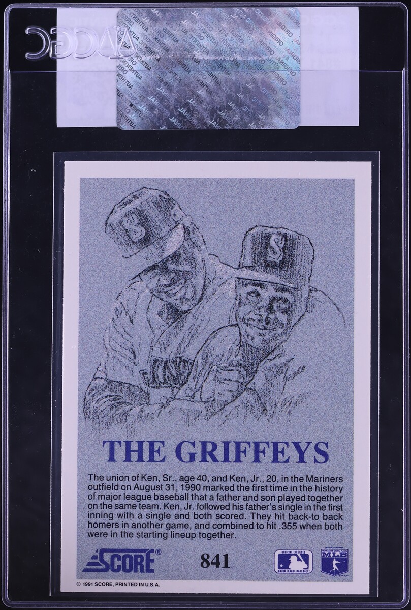 1991 Score The Griffeys Ken Griffey Sr. & Ken Griffey Jr. #841 CGC AUTH