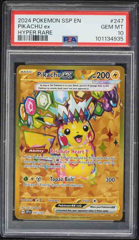 2024 Pokemon SV Surging Sparks - SSP EN #238/191 Pikachu Ex PSA 10
