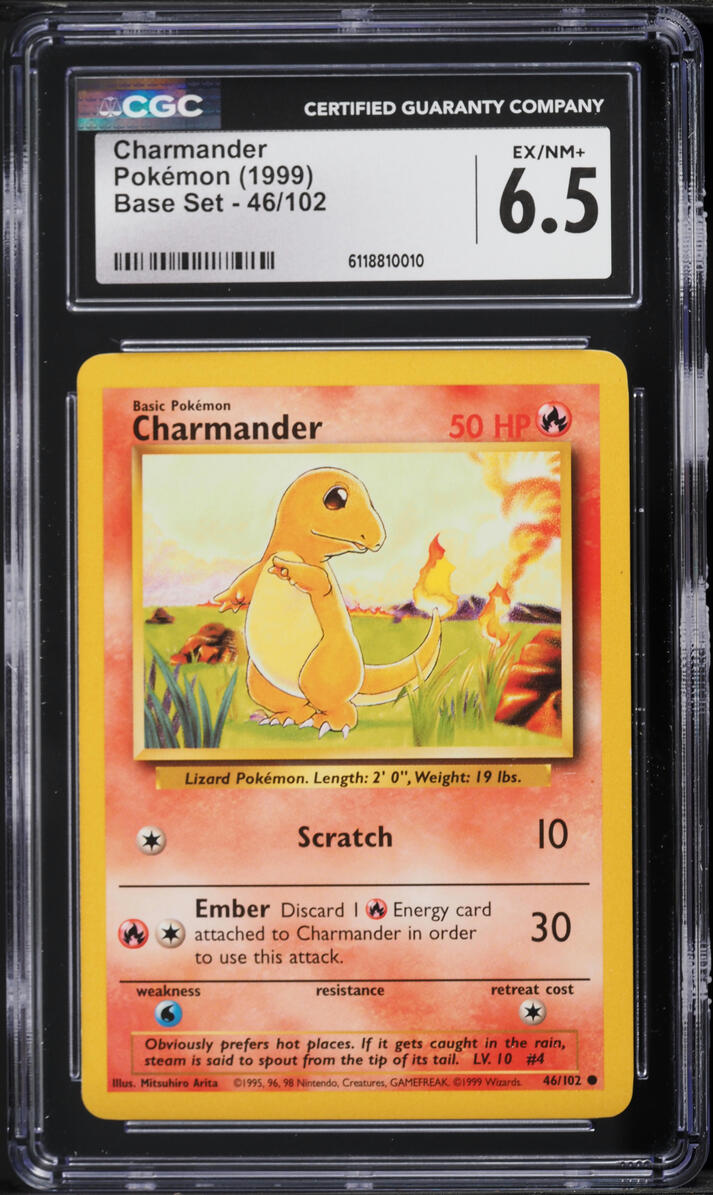 1999 Pokemon Base Set Charmander #46 CGC 6.5 EXMT+