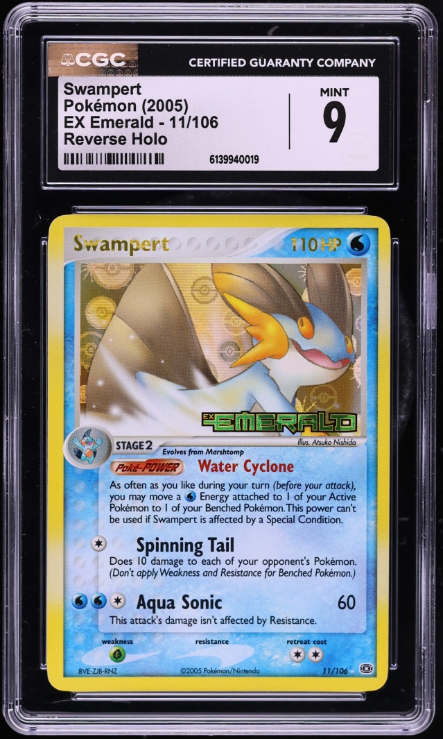 2005 Pokemon EX Emerald Reverse Holo Swampert #11 CGC 9 MINT