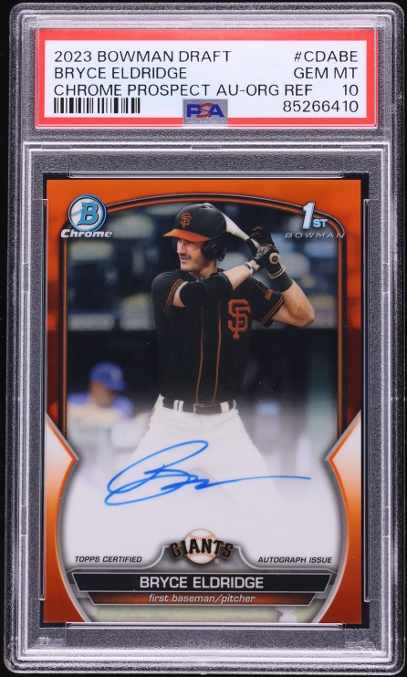 2023 Bowman Chrome Draft Orange Refractor Bryce Eldridge PROSPECT AUTO /25 #CDA-BE PSA 10 GEM