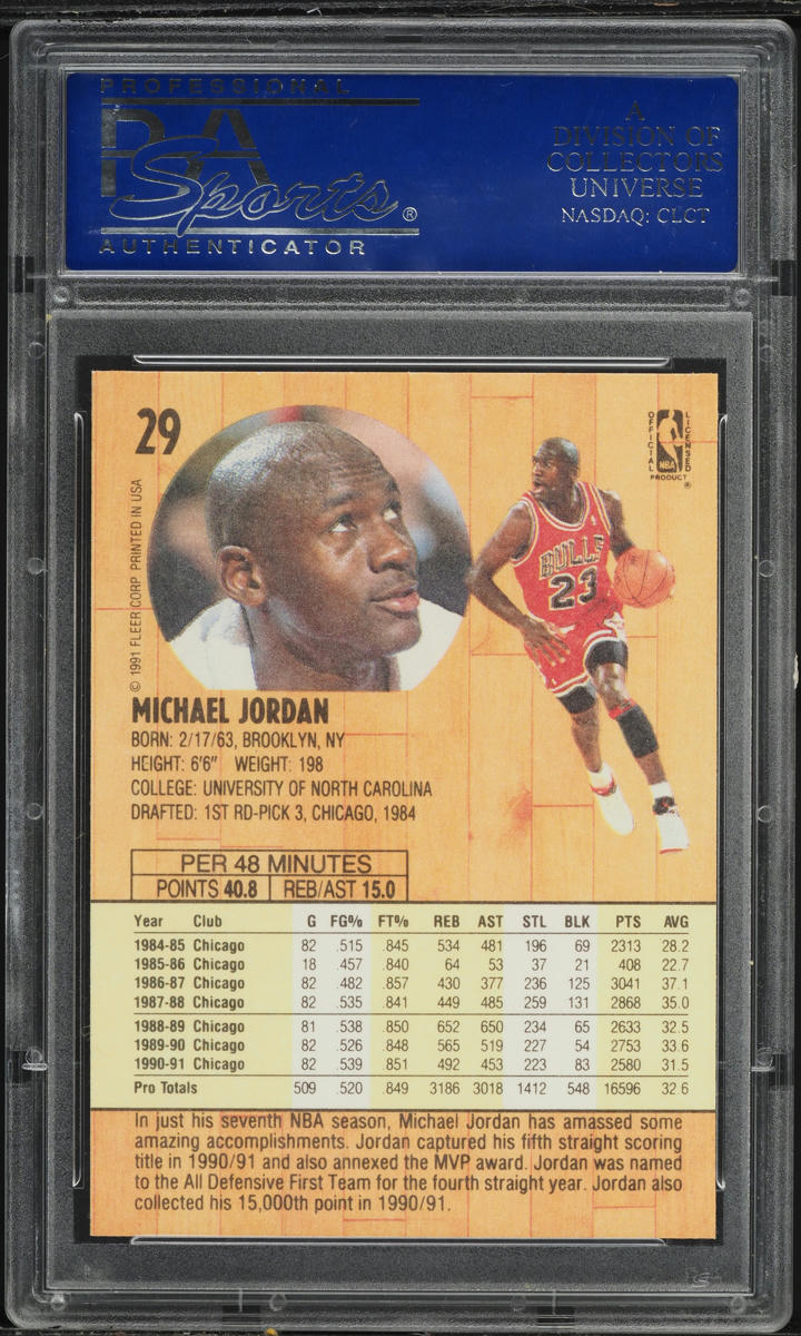 1991 Fleer Basketball Michael Jordan #29 PSA 10 GEM MINT