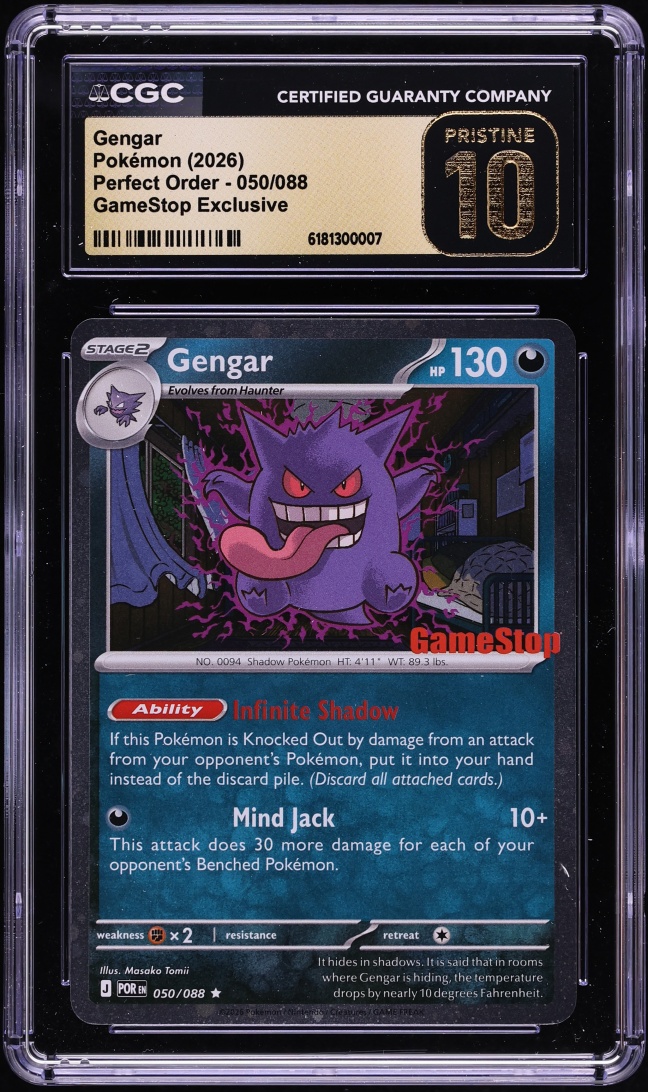 2026 Pokemon Mega Evolution Perfect Order GameStop Exclusive Gengar #50 CGC 10 PRISTINE