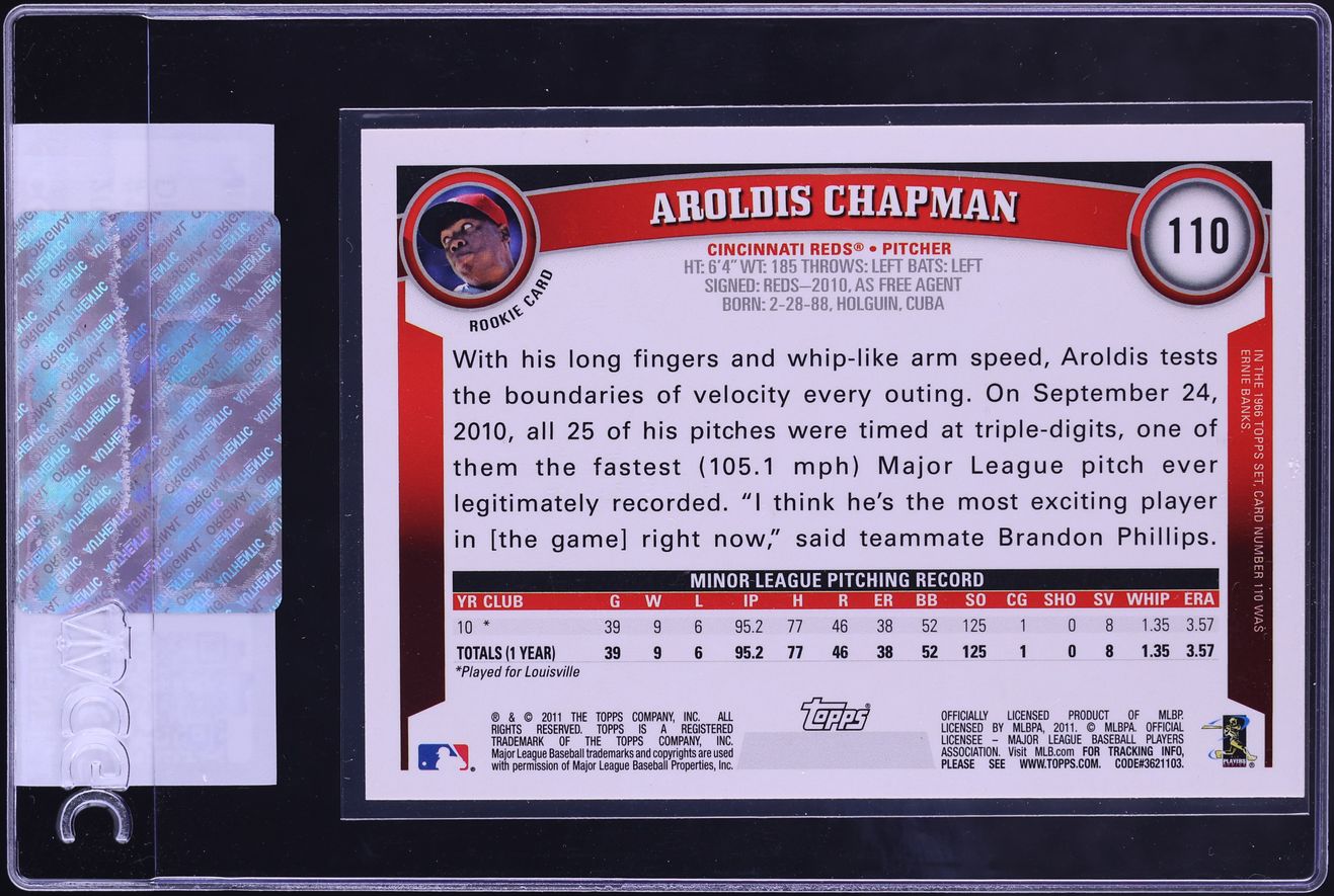 2011 Topps Diamond Anniversary Aroldis Chapman ROOKIE #110 CGC AUTH