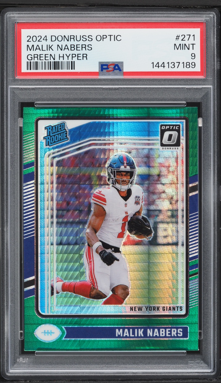 2024 Donruss Optic Green Hyper Malik Nabers ROOKIE #271 PSA 9 MINT